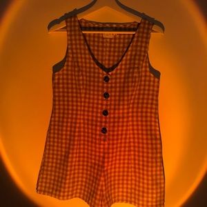 Yellow and white checkered romper